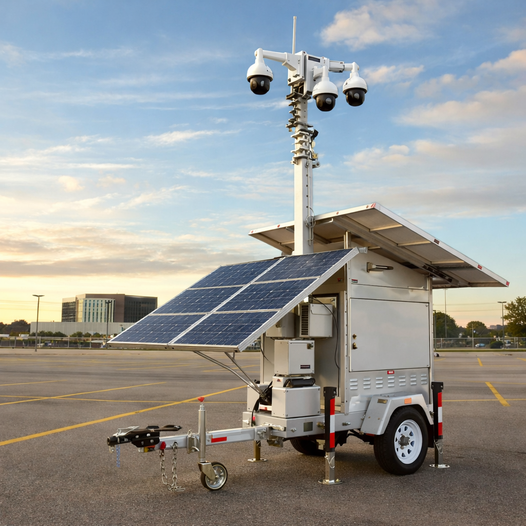 portable solar surveillance trailer security camera installation miami