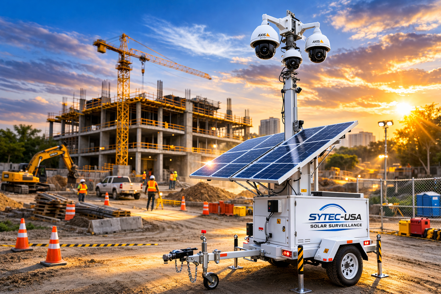 portable solar surveillance trailer security camera installation miami